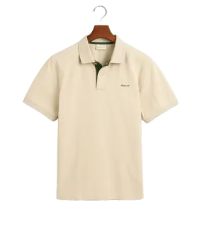 Contrast Piqué Polo Shirt - Beige