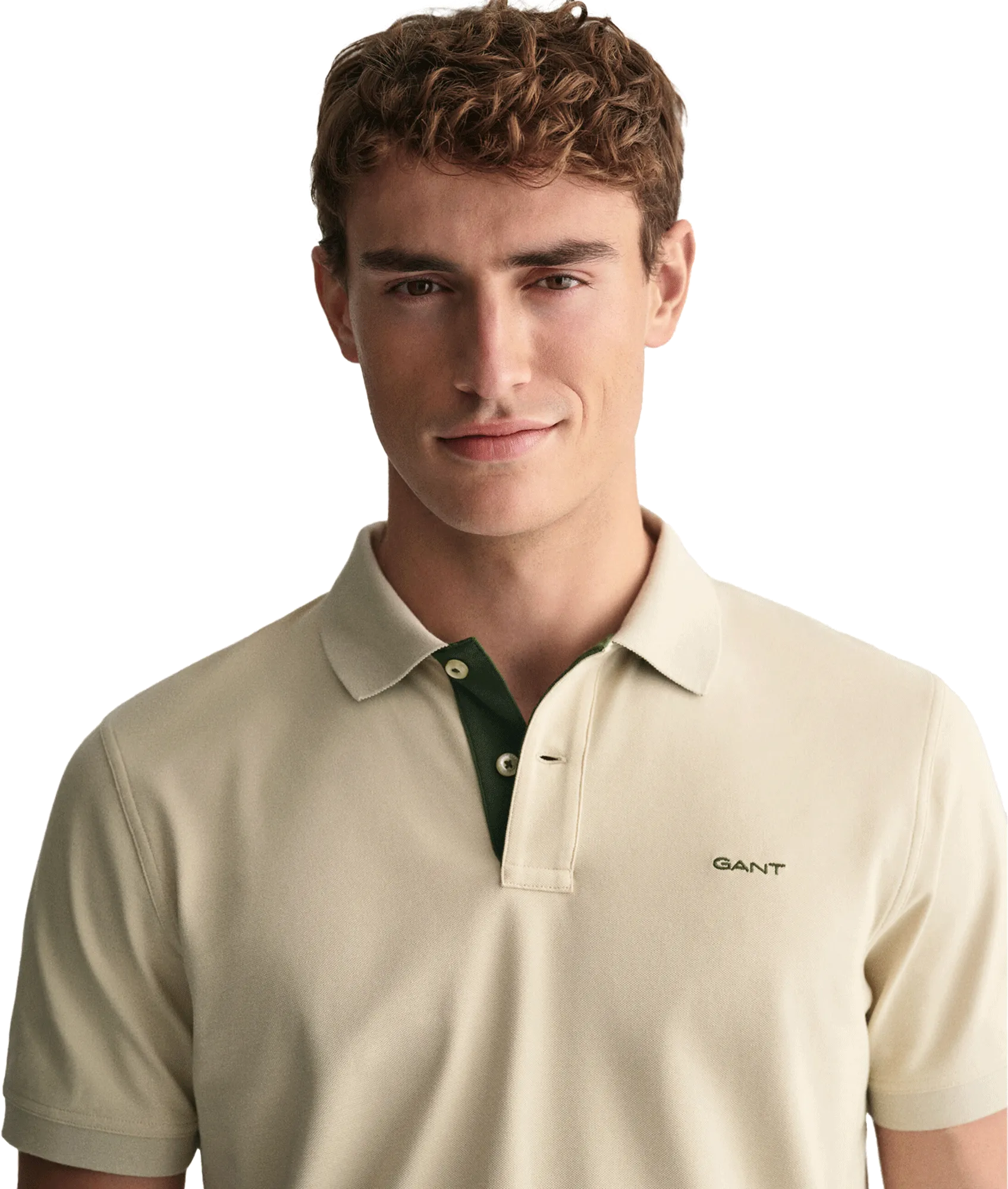 Contrast Piqué Polo Shirt - Beige