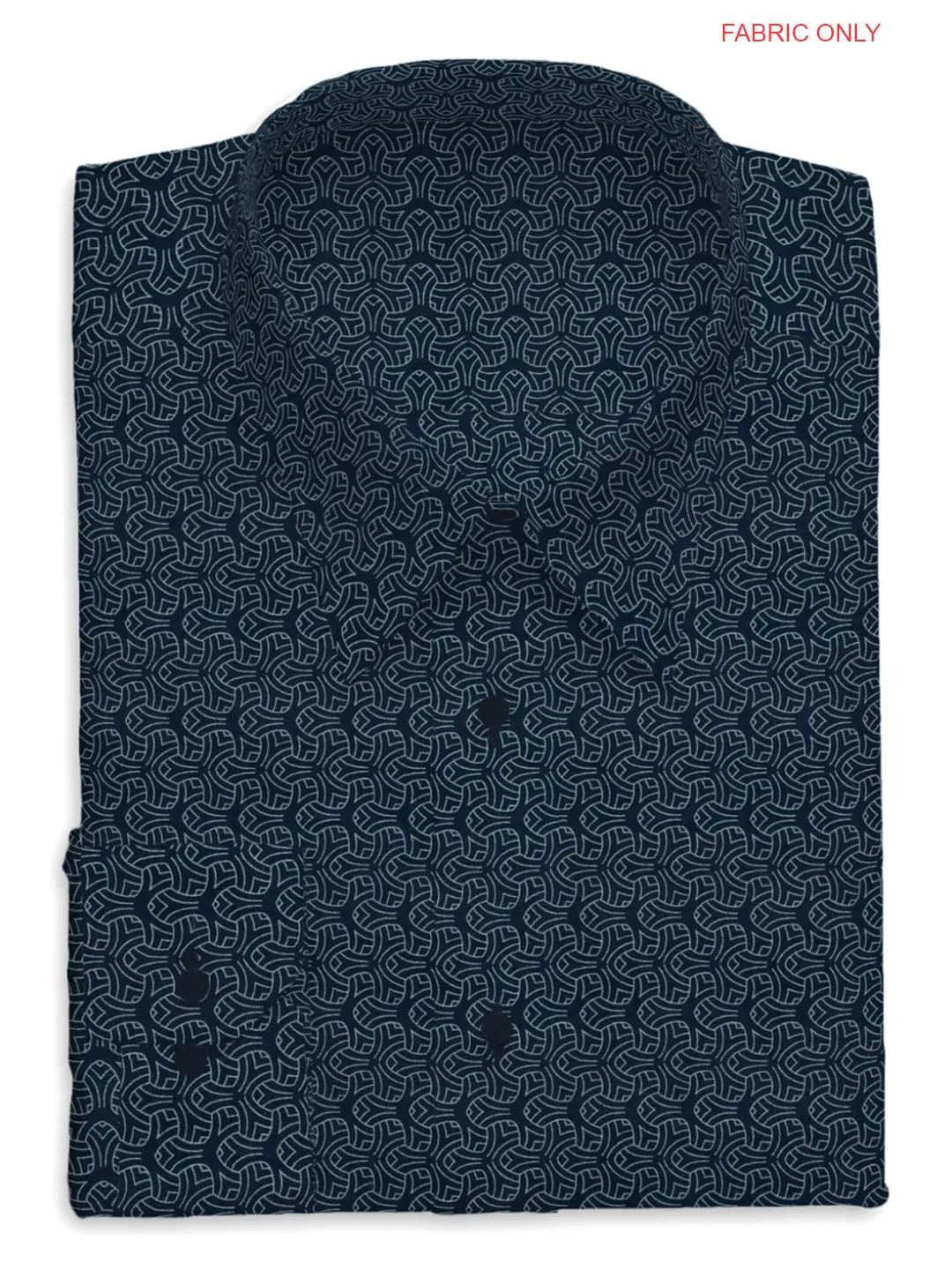 Cotton Rich Navy Printed Shirt Fabric OSLO