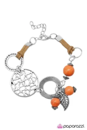 Country Girl Rustic Silver and Orange Stone Bracelet - Paparazzi Accessories