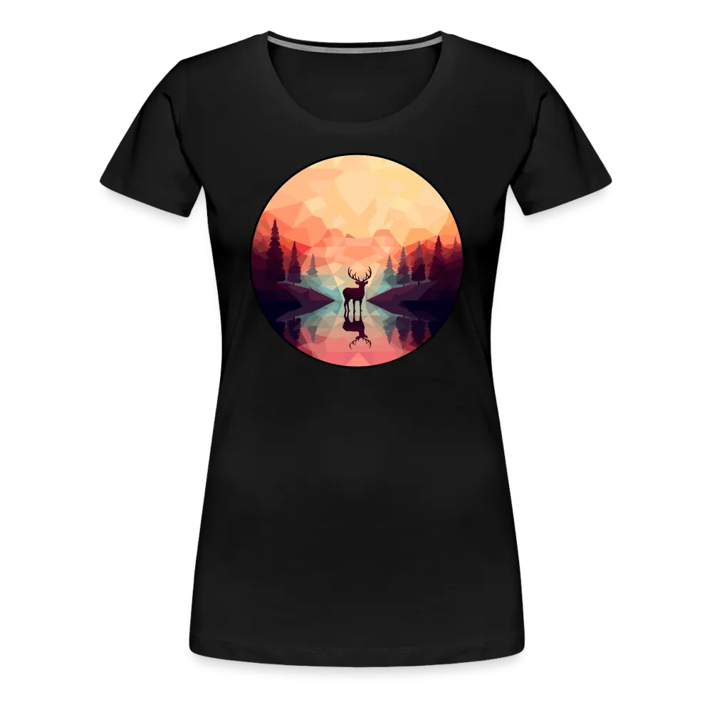 Damen T-Shirt mit Hirschmotiv "Hirsch am Bach"