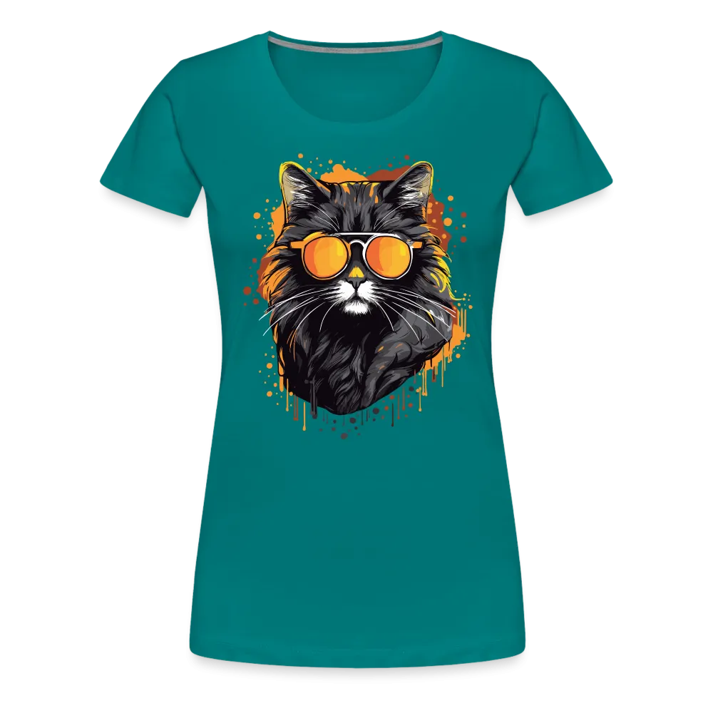 Damen T-Shirt mit Katzenmotiv "Cool Cat"