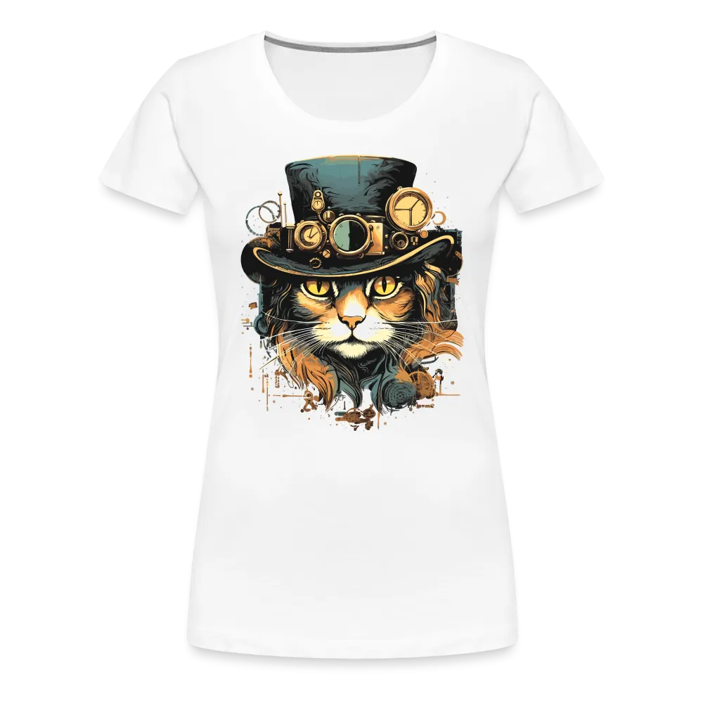 Damen T-Shirt mit Katzenmotiv "Steampunk Cat"