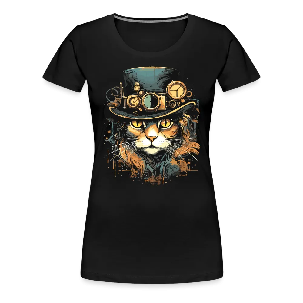 Damen T-Shirt mit Katzenmotiv "Steampunk Cat"