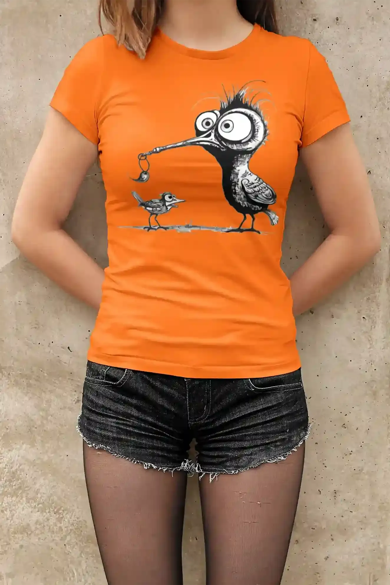 Damen T-Shirt mit Vogelmotiv "Amsel & Spatz"