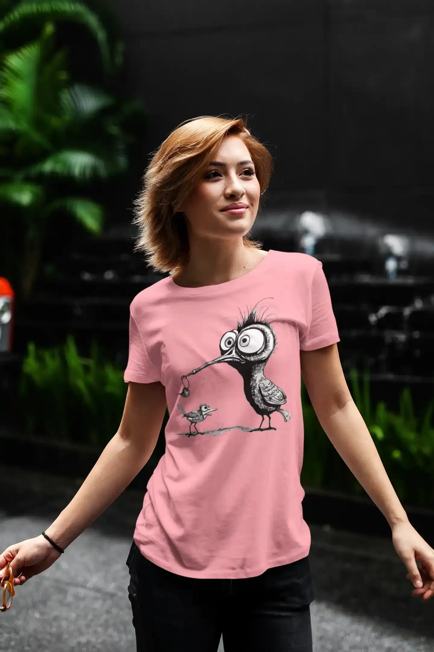 Damen T-Shirt mit Vogelmotiv "Amsel & Spatz"