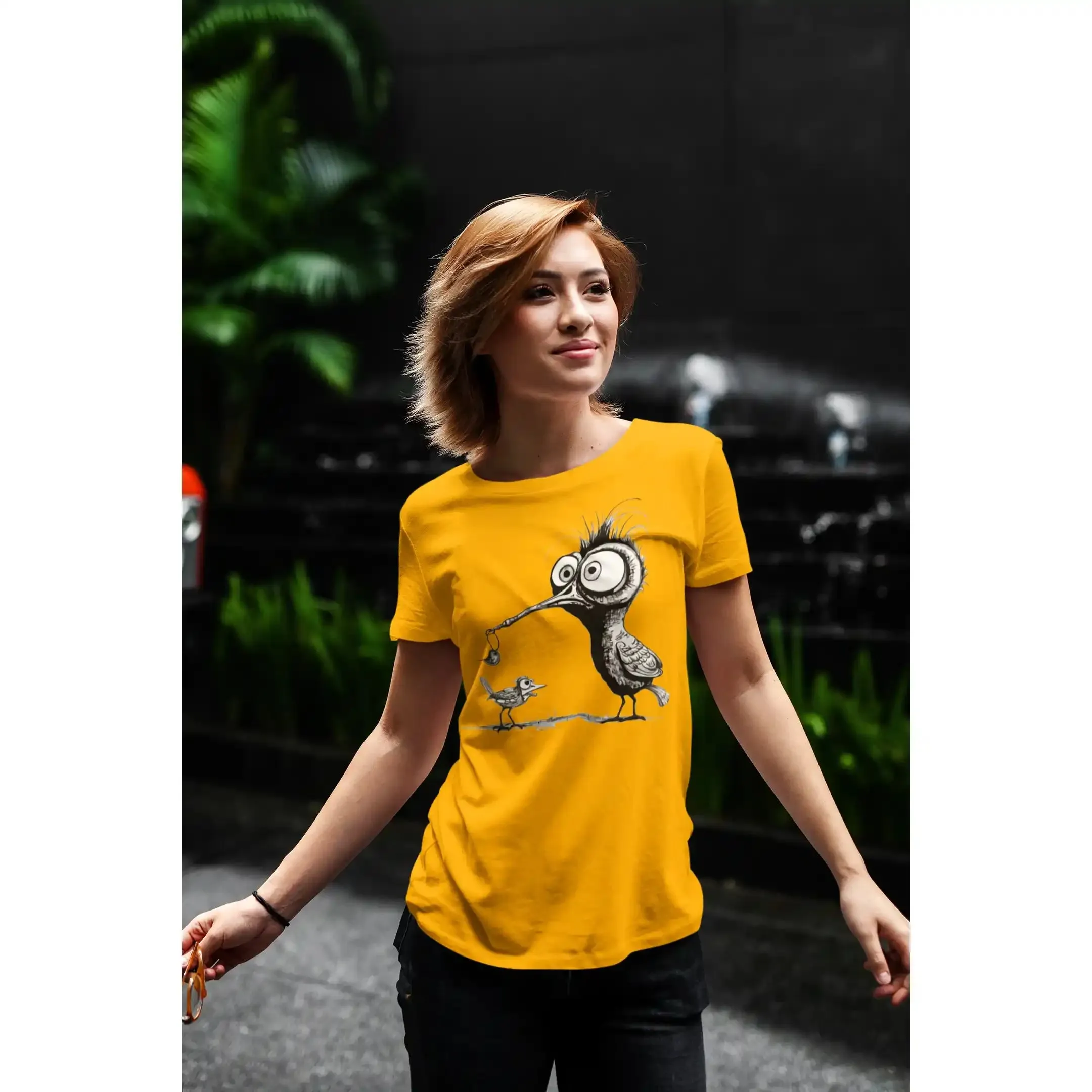 Damen T-Shirt mit Vogelmotiv "Amsel & Spatz"