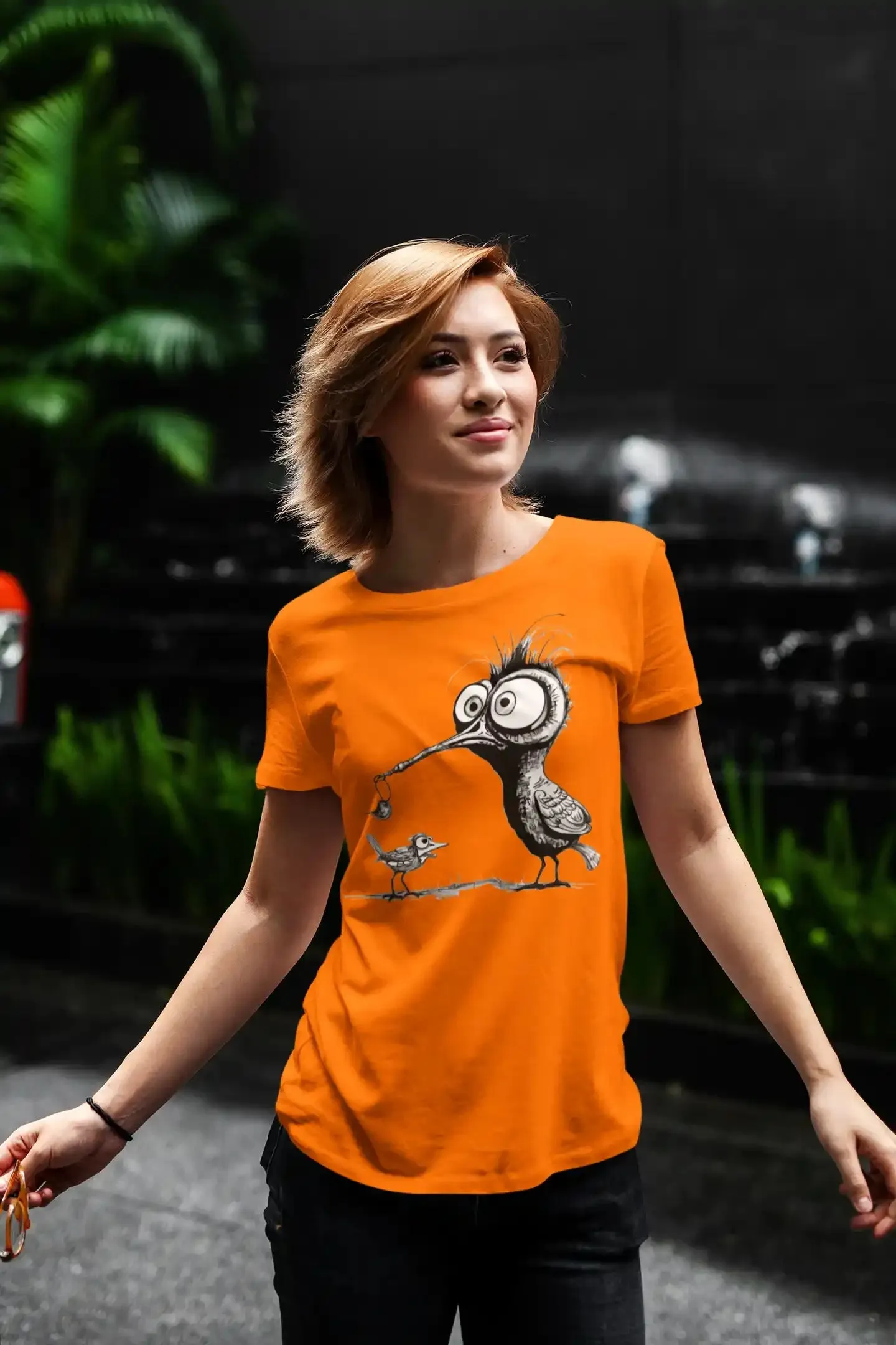 Damen T-Shirt mit Vogelmotiv "Amsel & Spatz"