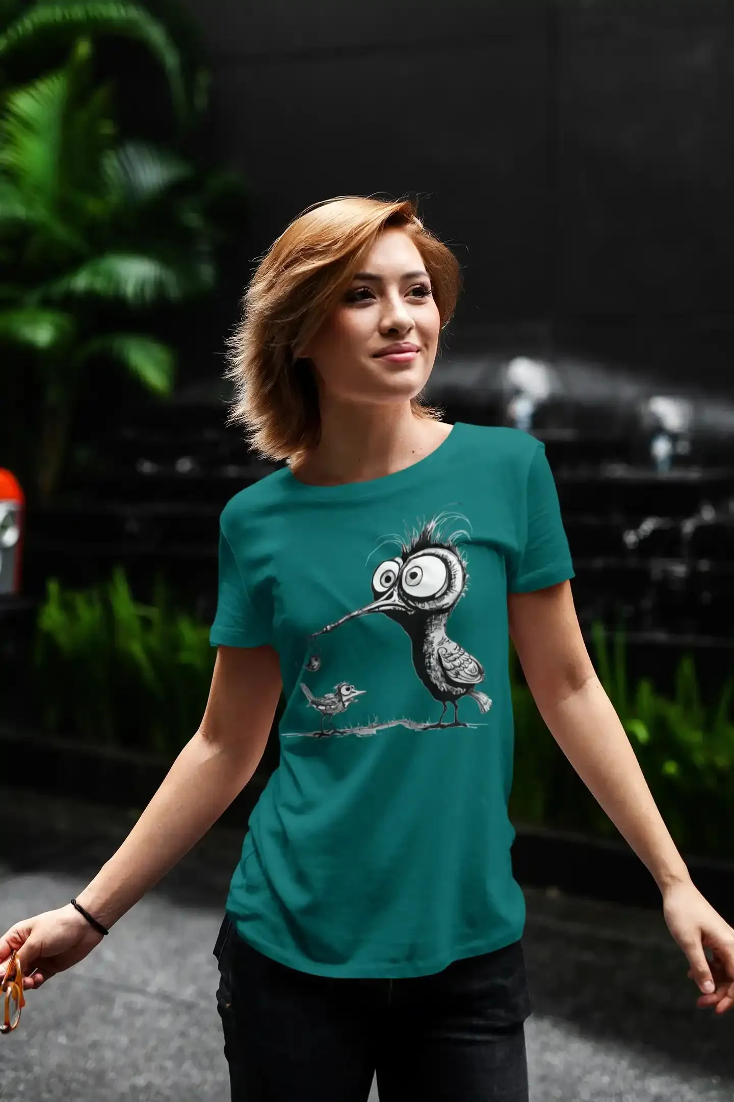 Damen T-Shirt mit Vogelmotiv "Amsel & Spatz"