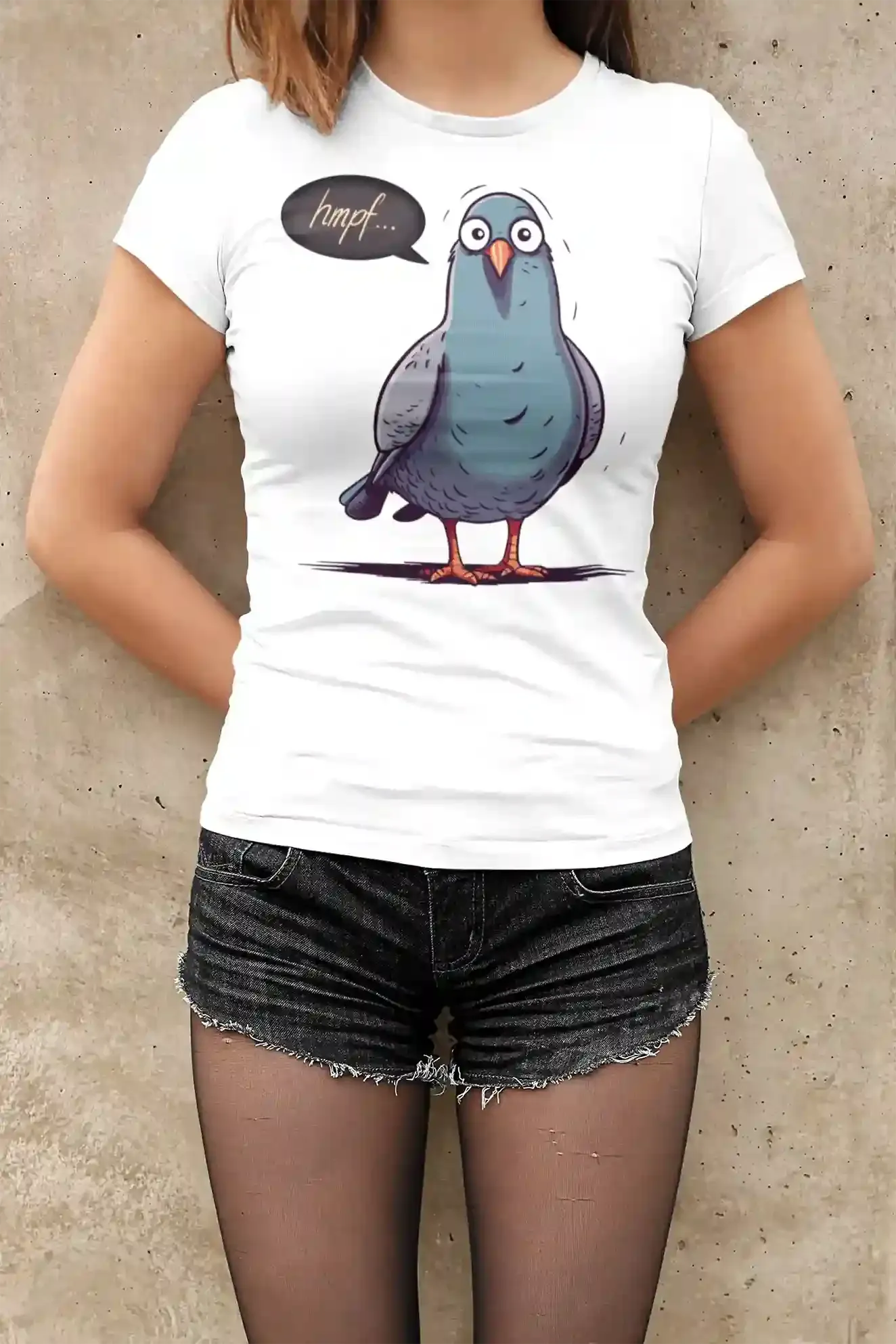 Damen T-Shirt mit Vogelmotiv "Hmpf-Taube"