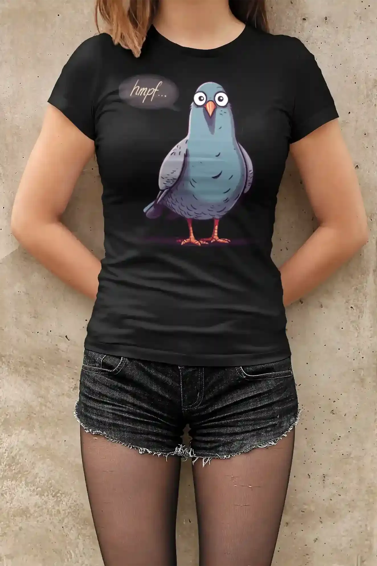 Damen T-Shirt mit Vogelmotiv "Hmpf-Taube"