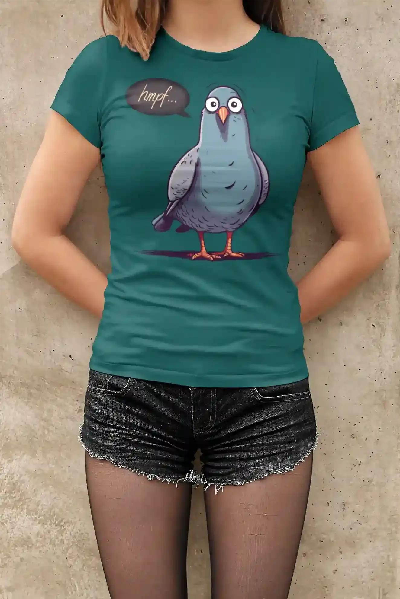 Damen T-Shirt mit Vogelmotiv "Hmpf-Taube"