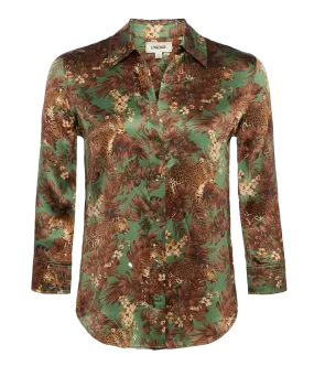 Dani 3/4 Sleeve Blouse in Olive Multi Palm Leopard