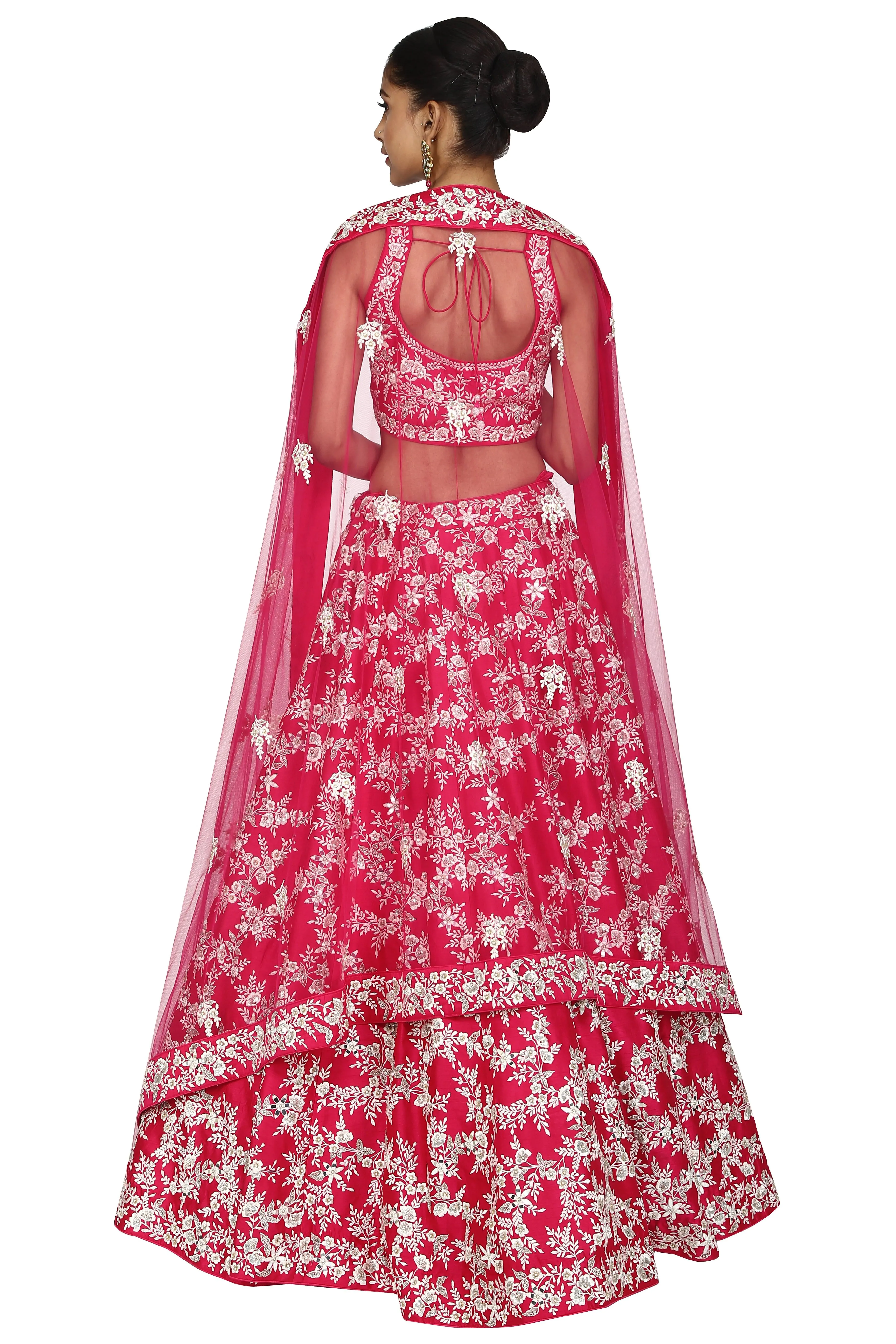 Deep pink lehenga set.