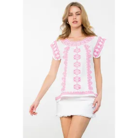 Denee Short Sleeve Embroidered THML Top