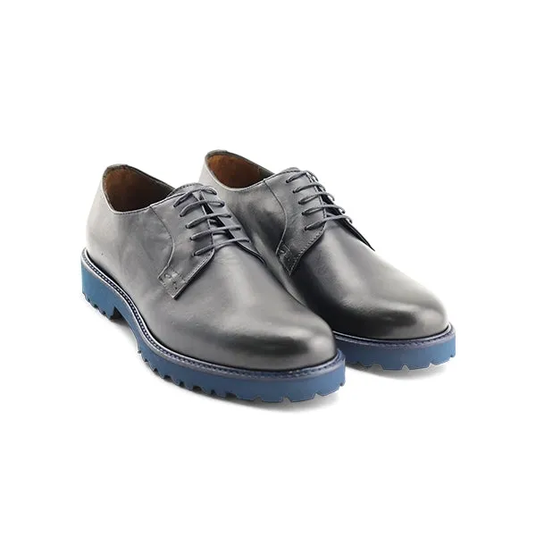 Derby in pelle blu