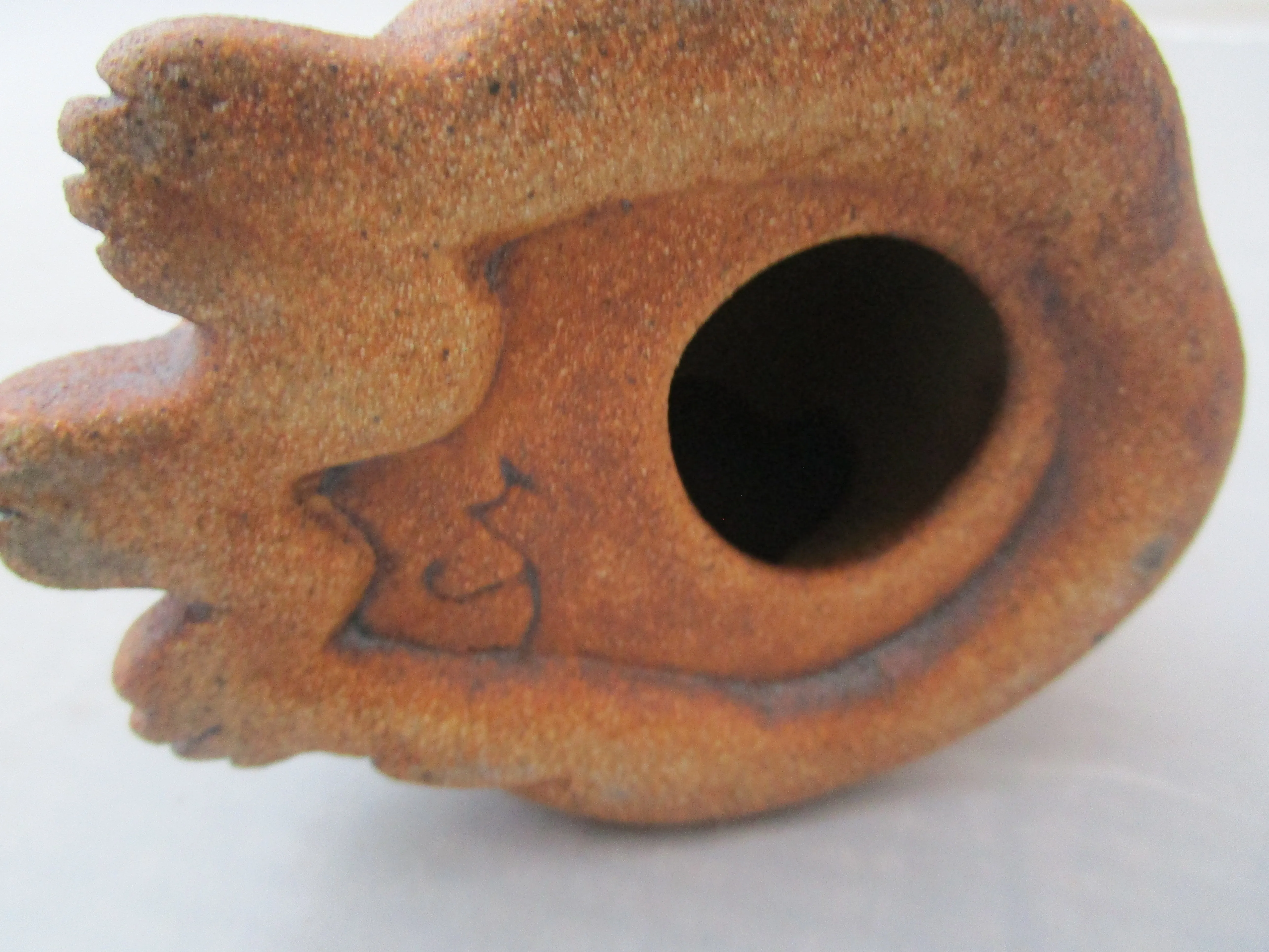 Early Suzie Marsh Pottery Yawning Cat Sculpture Vintage c1990