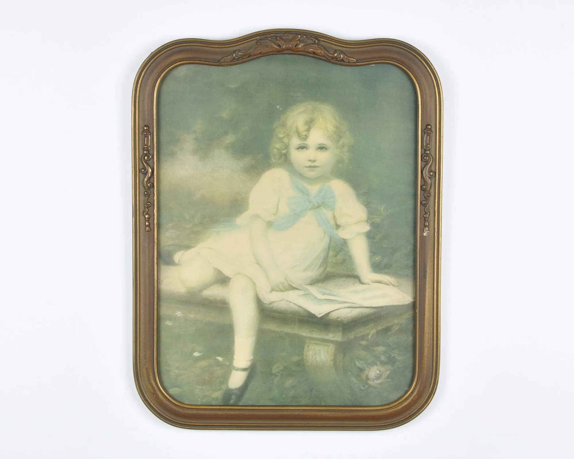 Edouard Cabane Art Print Of A Victorian Girl In An Ornate Vintage Wooden Picture Frame