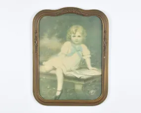 Edouard Cabane Art Print Of A Victorian Girl In An Ornate Vintage Wooden Picture Frame