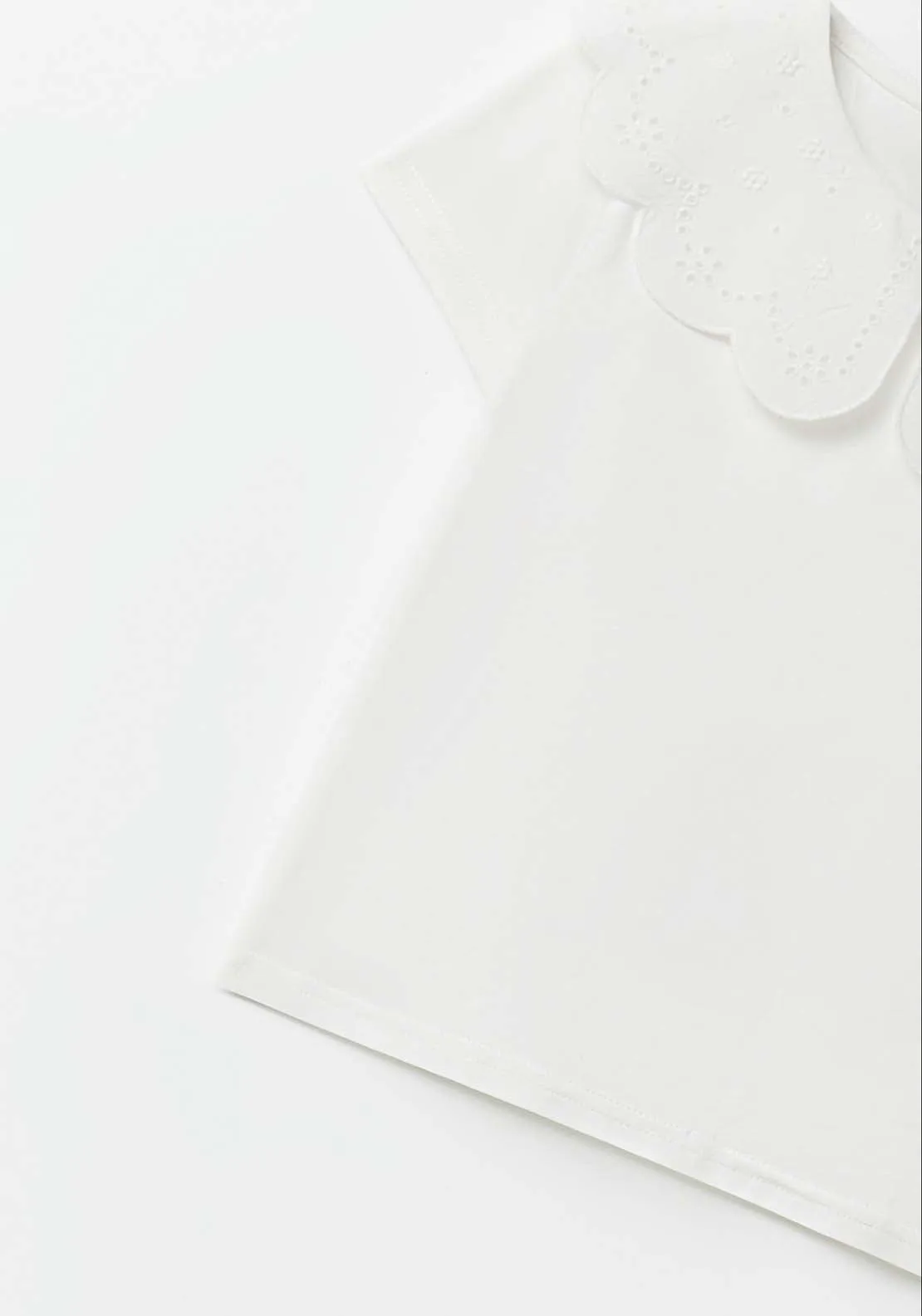 Embroidered Collar T-Shirt - White