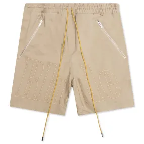 Embroidered Twill Logo Short - Tan