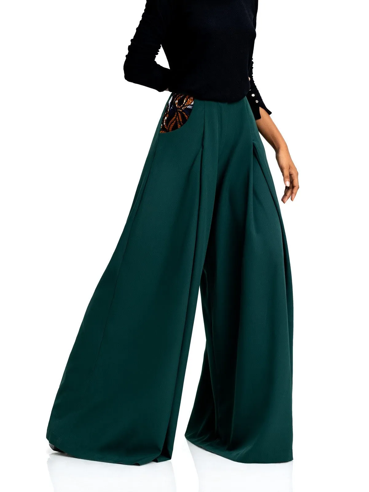 Embroidered Wide-Leg Pants