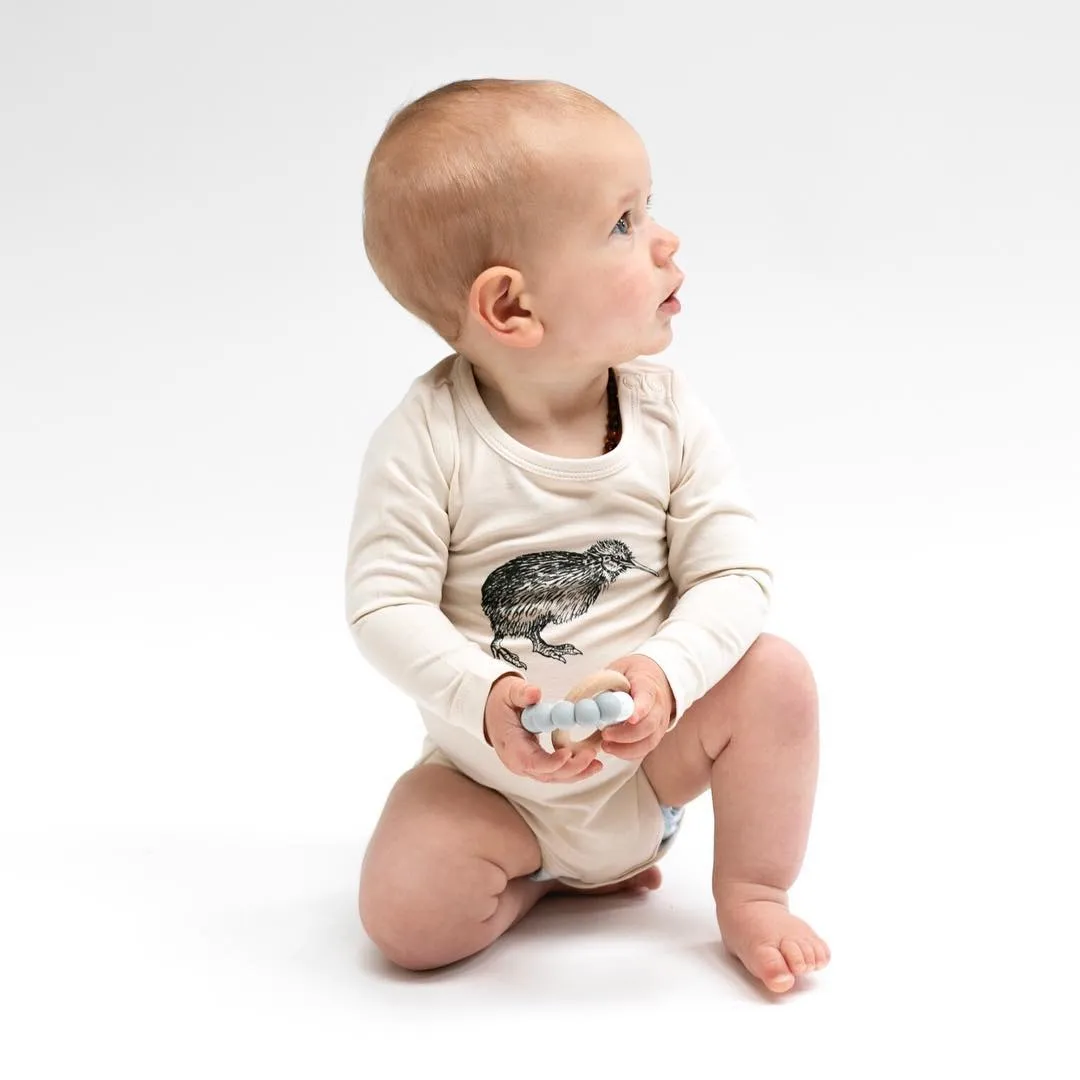 Essentials Long Sleeve Onesie - Almond Kiwi