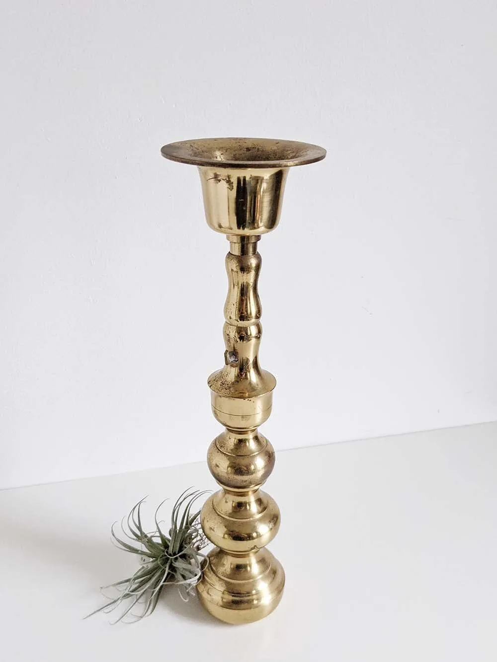 Extra Large Wavy Brass Candlestick