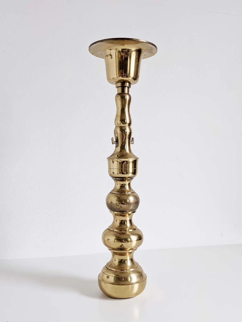 Extra Large Wavy Brass Candlestick