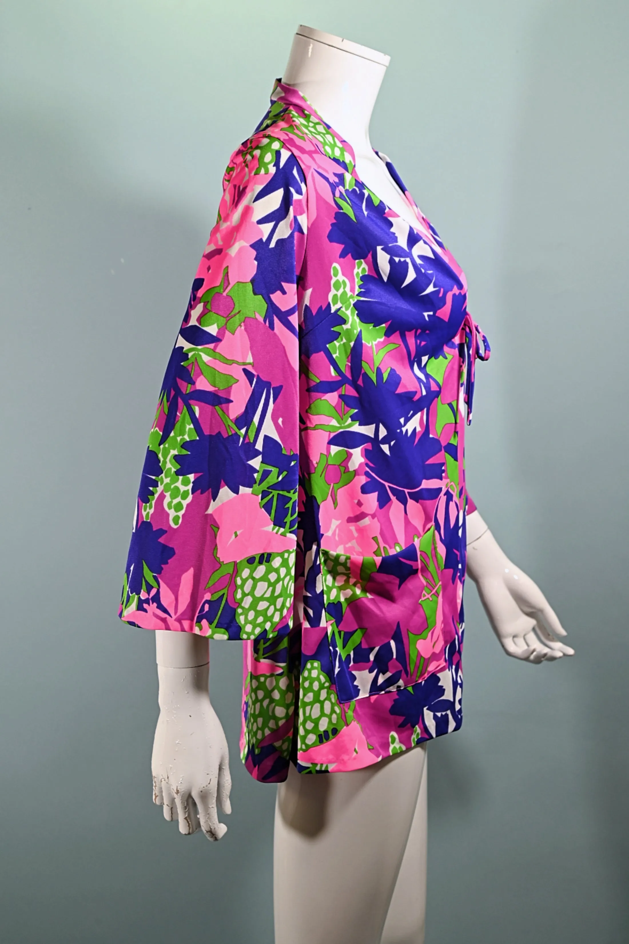 Figurettes Vintage Swimsuit Cover, Bright Abstract Print Top S