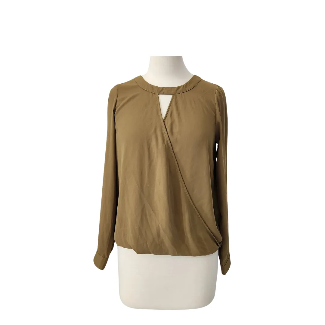 Forever 21 Olive Cross-over Blouse | Pre Loved |