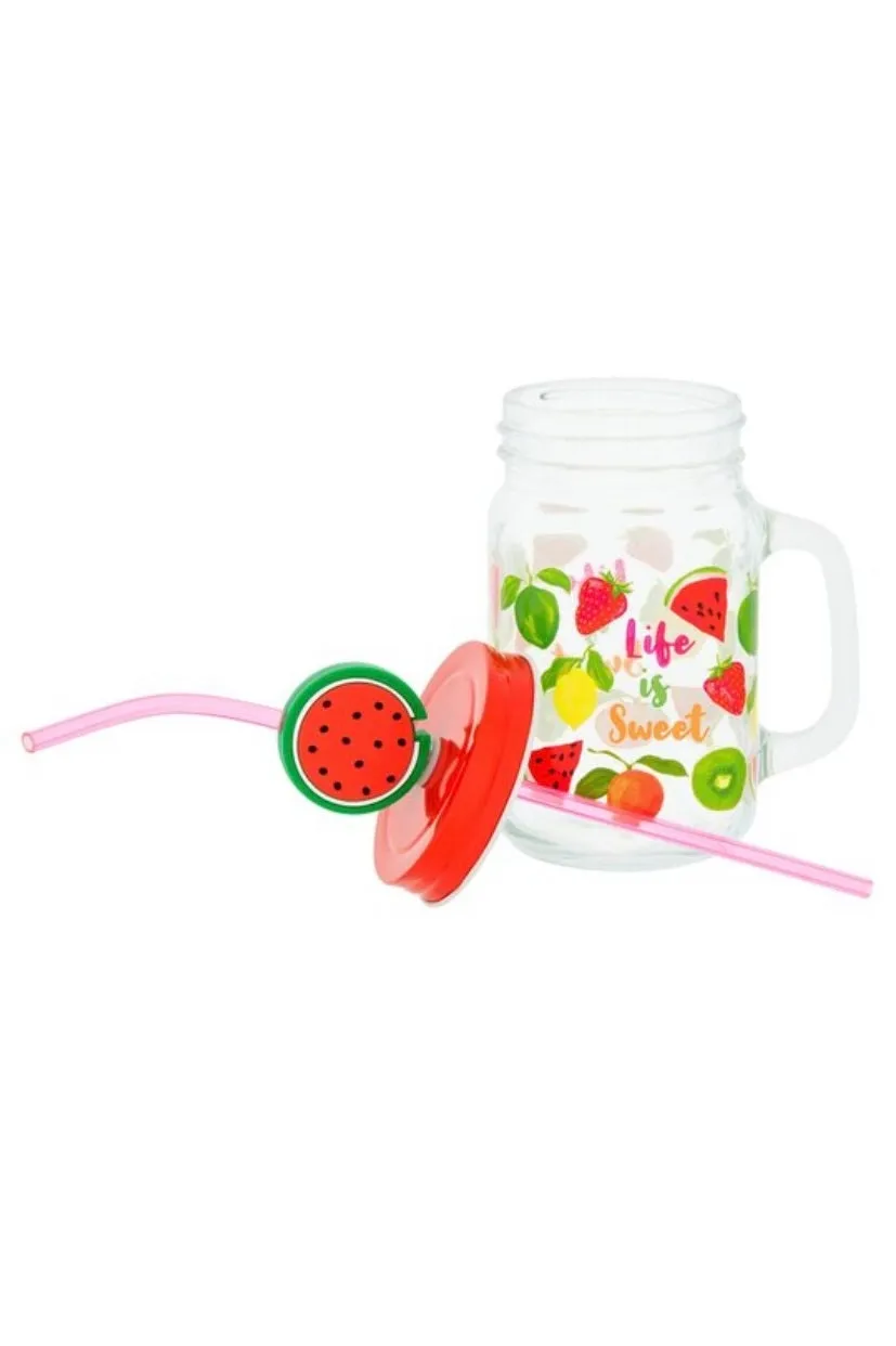 Fruit drinking glass & Reusable Straw Drinking Cocktail Party Cups Glasses .