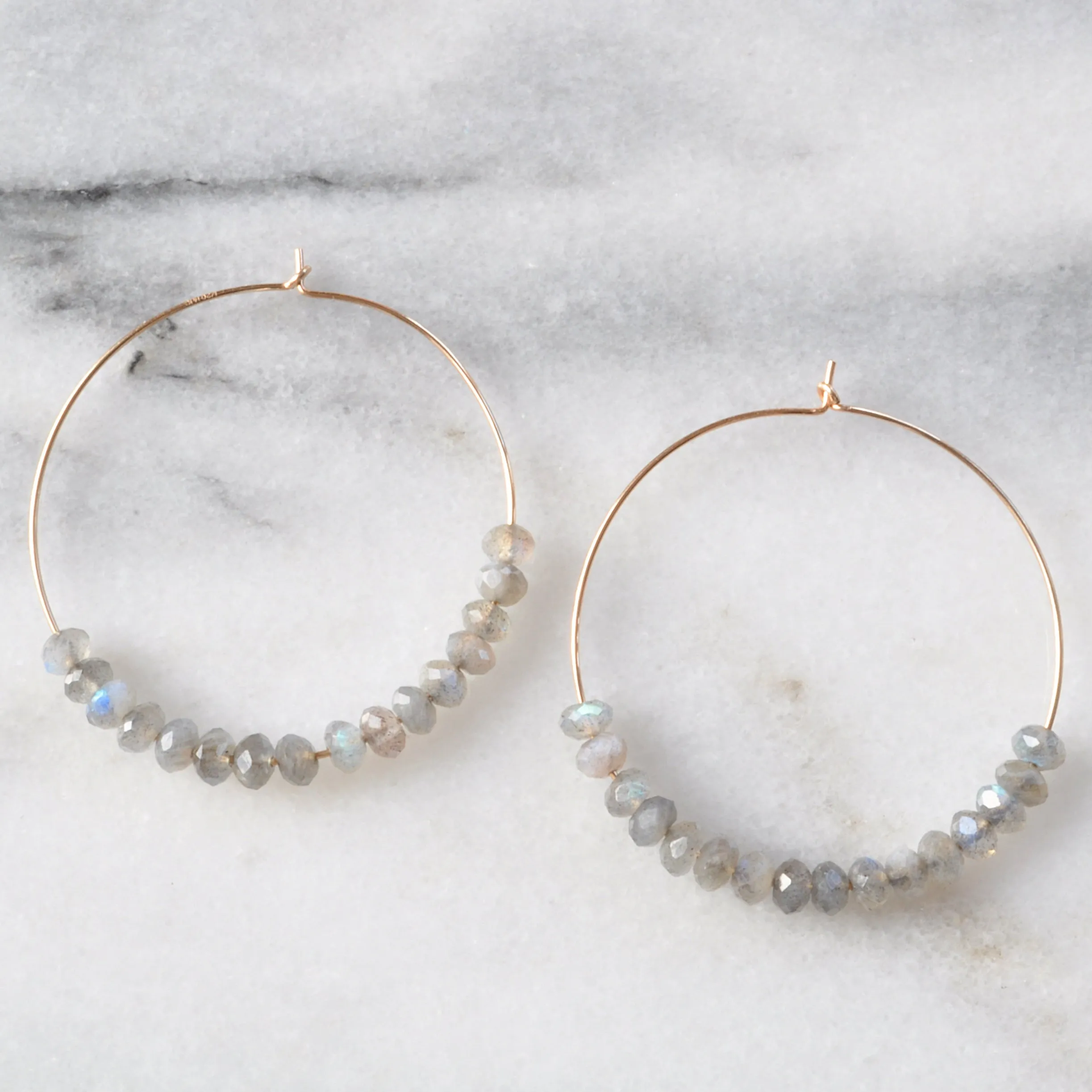 Gemstone 45mm Gold Filled Hoops - LABRADORITE