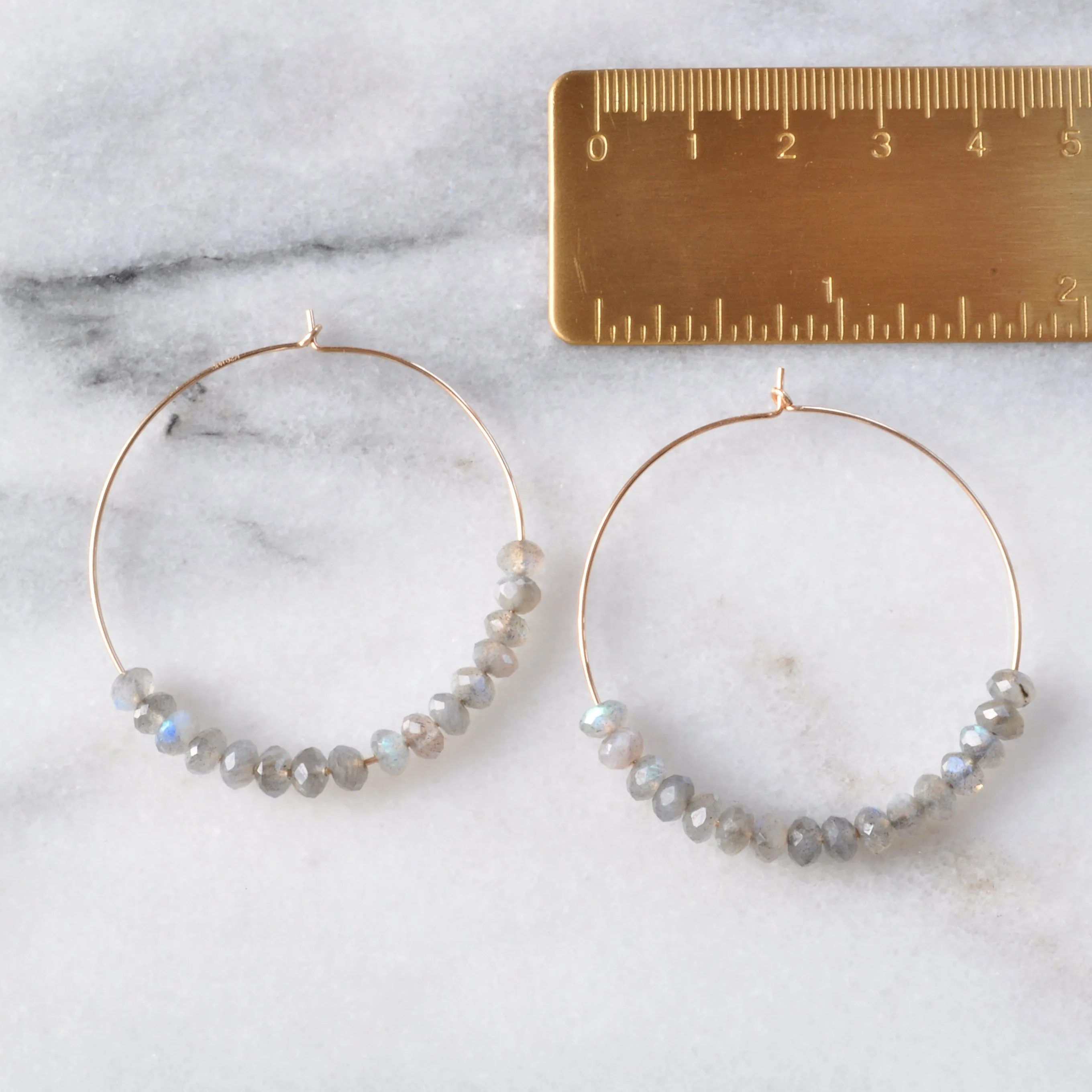 Gemstone 45mm Gold Filled Hoops - LABRADORITE