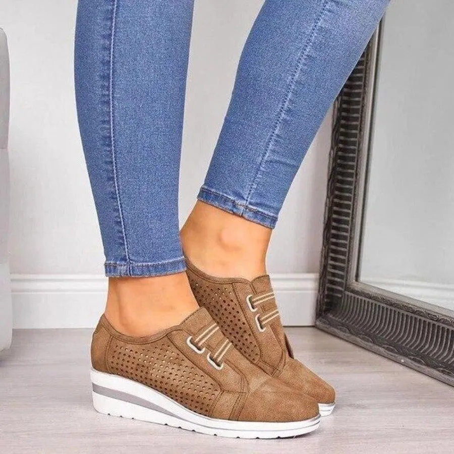 Gold Zipper Platform Casual Lace Up Sneakers