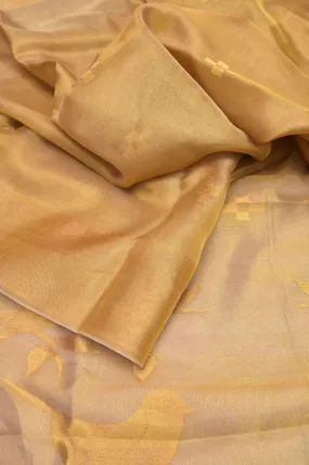 Golden Color Tissue Silk Saree with Fine Meenakari Work