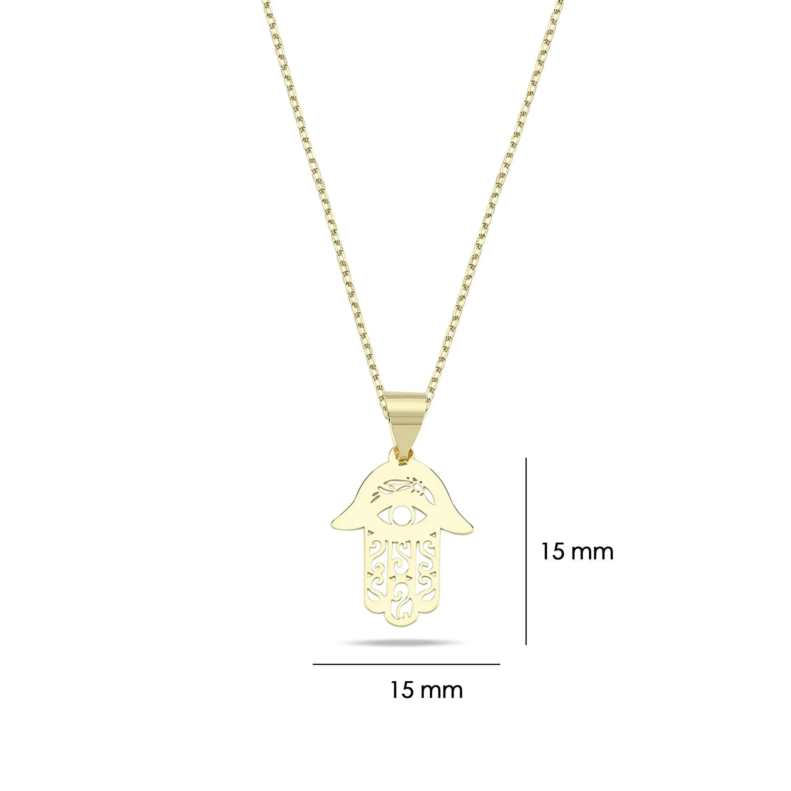 Hamsa Hand Necklace | 14K Solid Gold