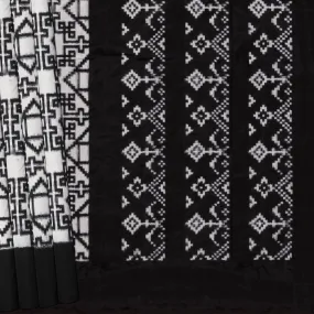 Handwoven Black with White Ikat Silk Saree - 2027T010100DSC