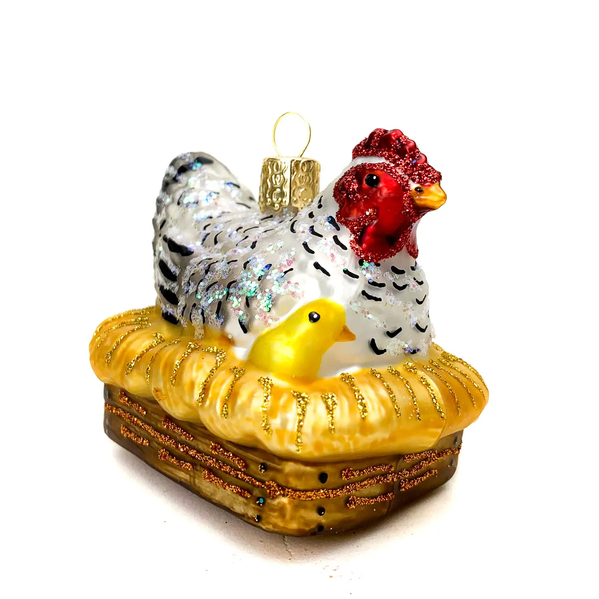 Hen & Chick in a Basket Ornament