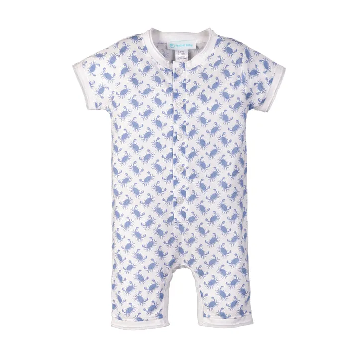 Henley Romper - Blue Crabs