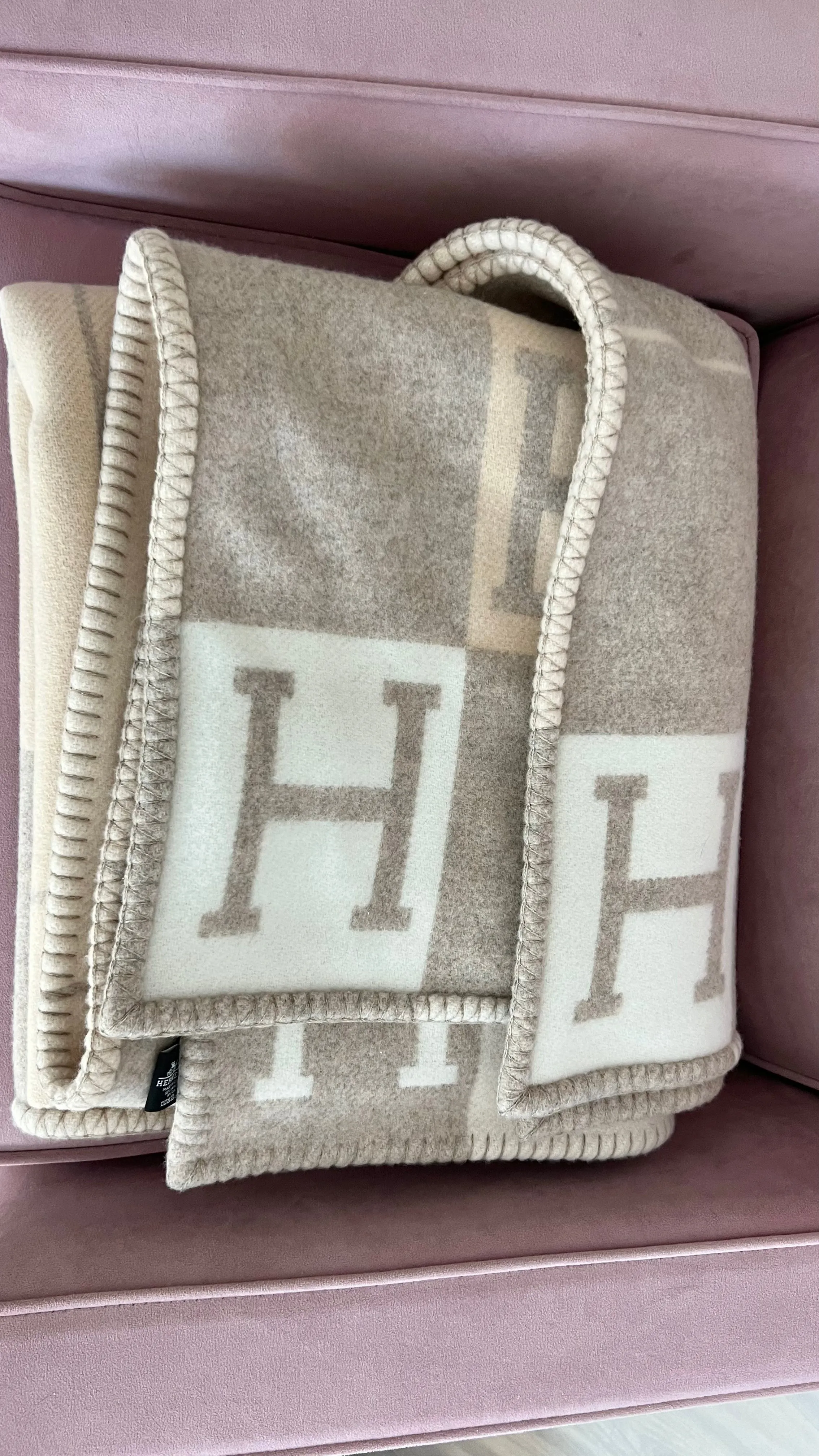 Hermes Coco Camomille Wool & Cashmere Avalon Throw Blanket