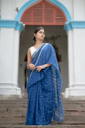 KaisorI Malhar Aasmaan Kota blockprinted cotton silk saree