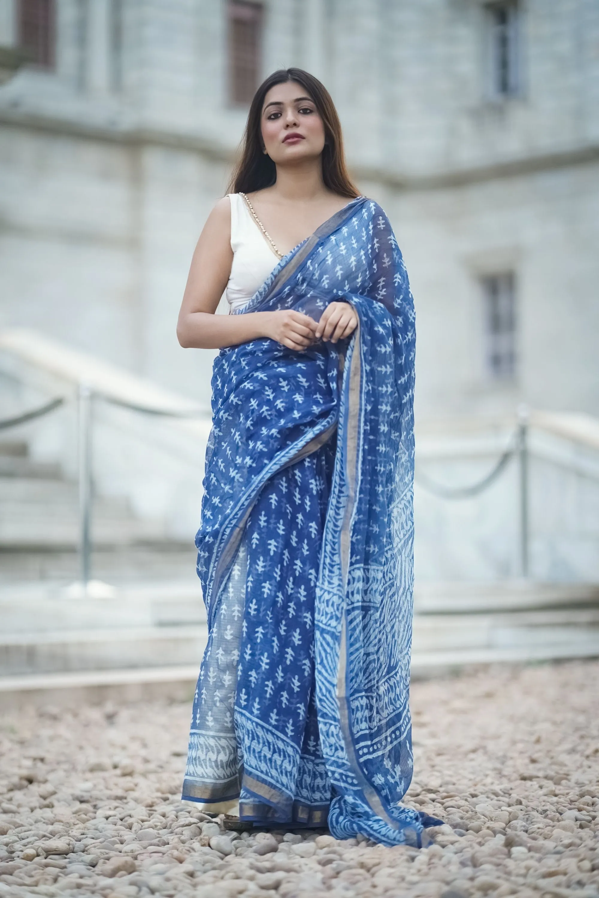 KaisorI Malhar Sejal Kota blockprinted cotton silk saree