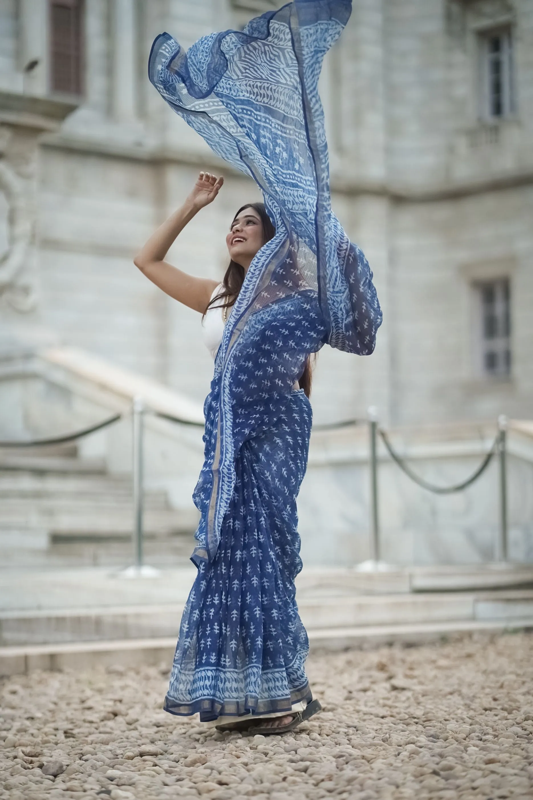 KaisorI Malhar Sejal Kota blockprinted cotton silk saree