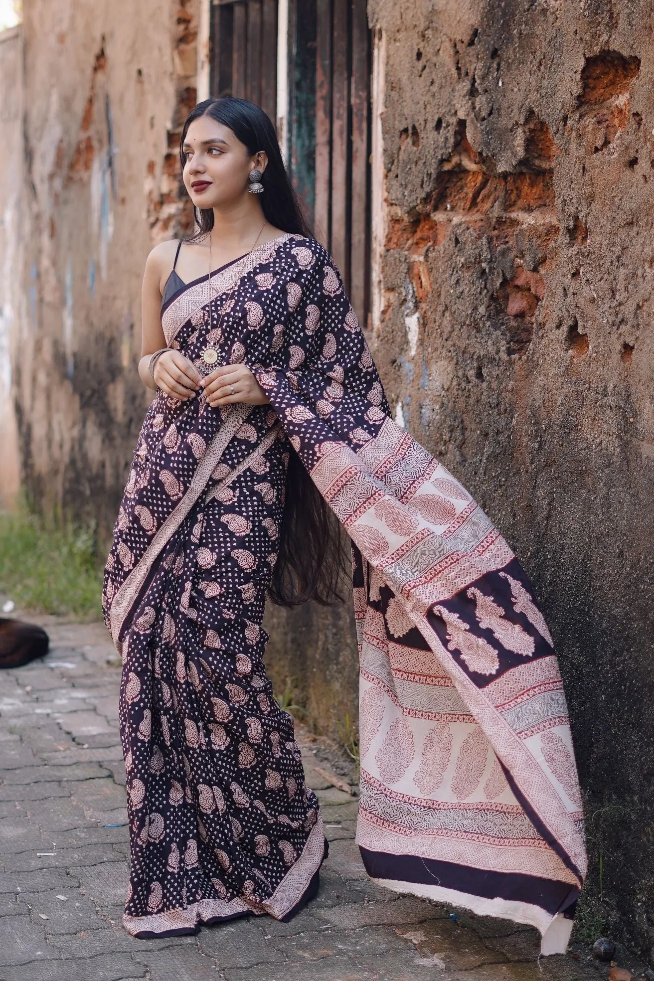 Kaisori Nandana Kairi handblockprinted cotton saree