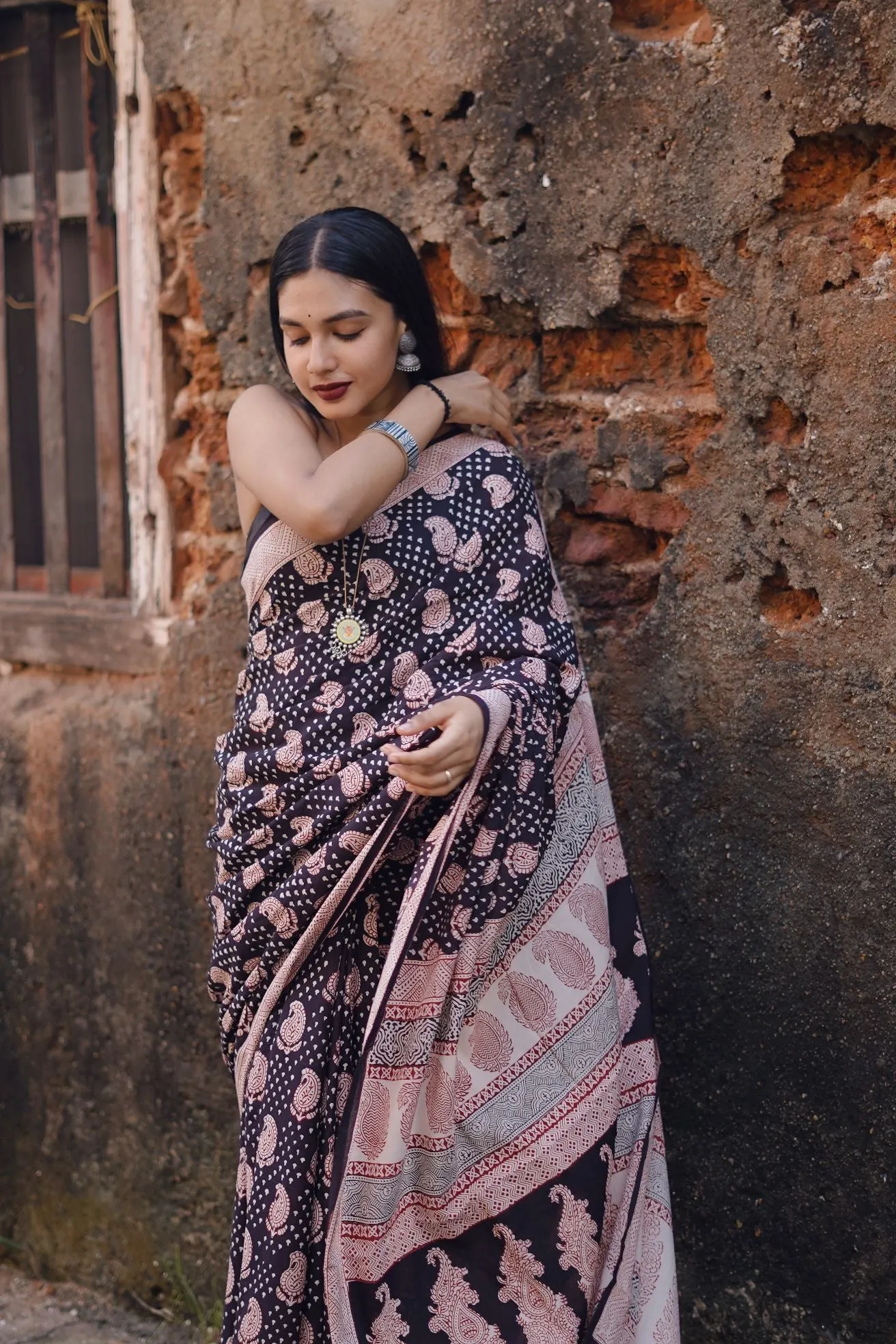 Kaisori Nandana Kairi handblockprinted cotton saree