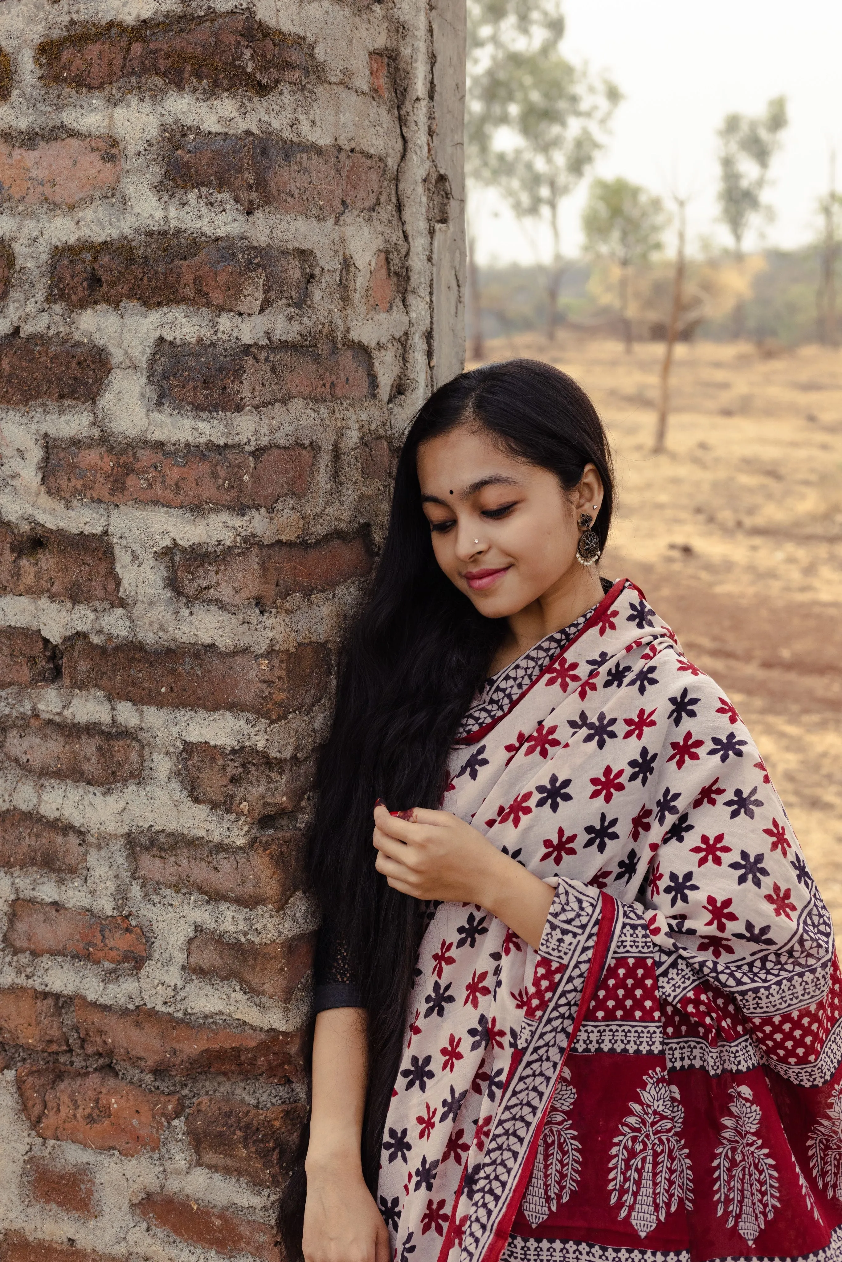 Kaisori Sitara handblockprinted cotton saree