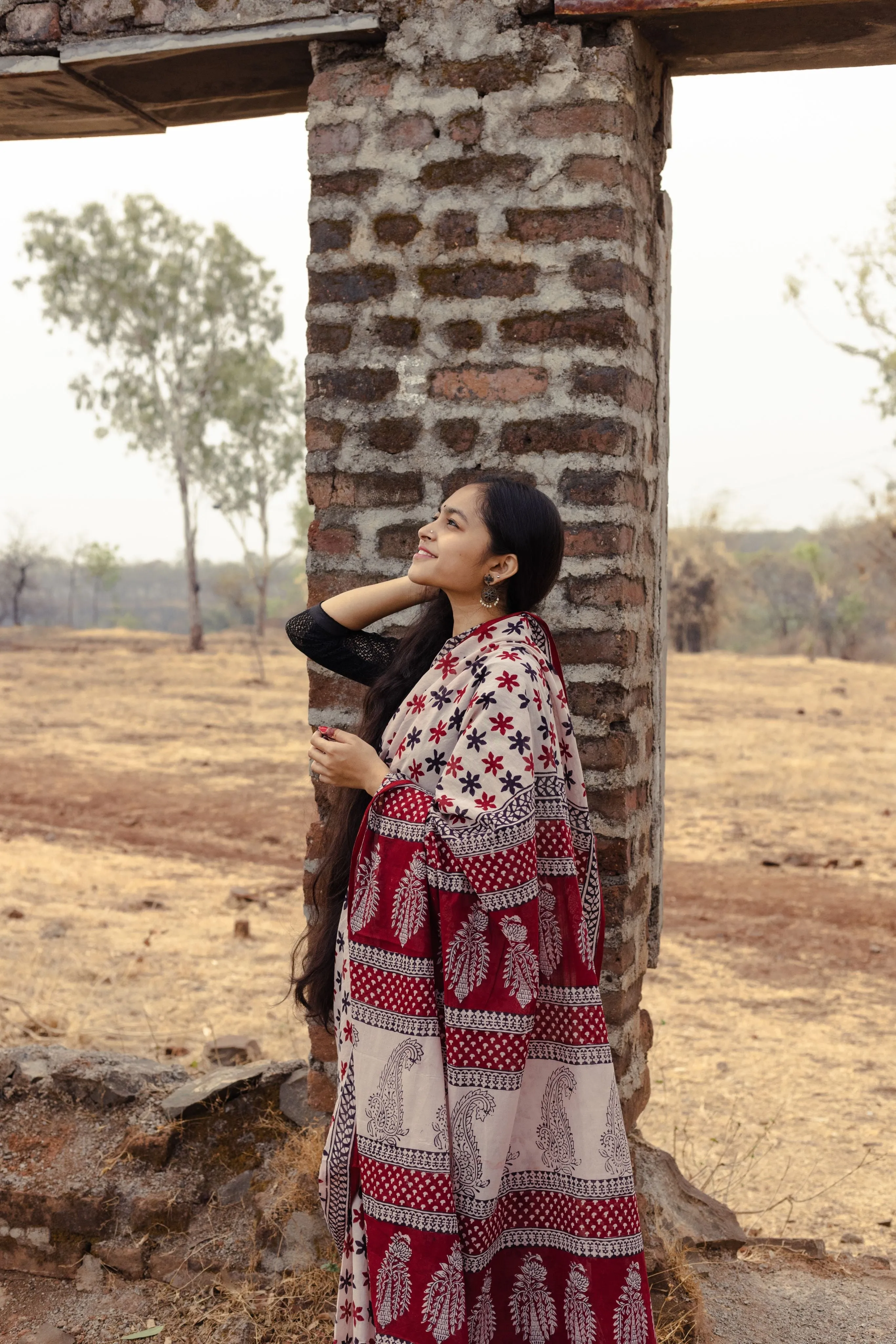 Kaisori Sitara handblockprinted cotton saree