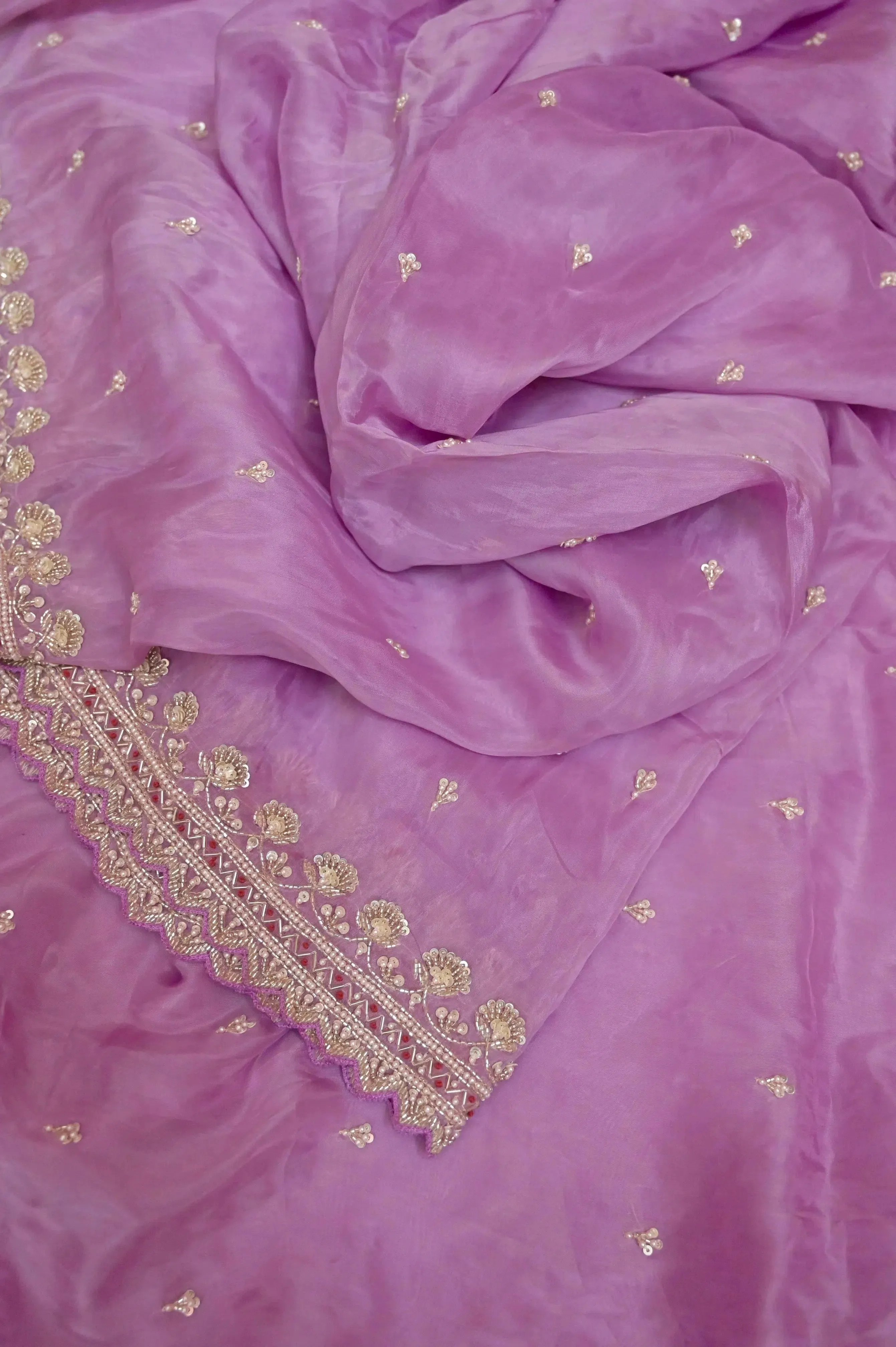 Light Onion Color Echo Silk Saree with Sequin Work