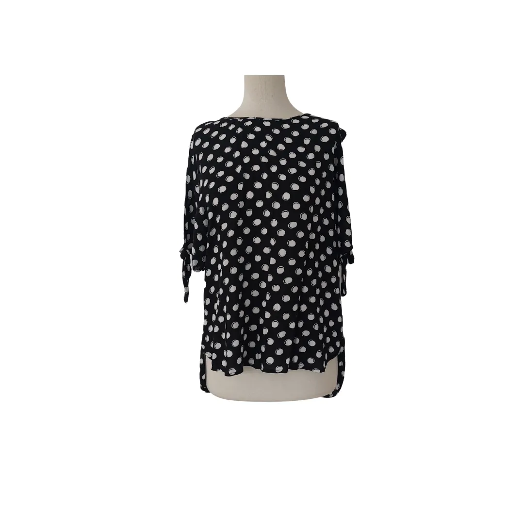 Max Black & White Polka Dot Cold-Shoulder Blouse | Like New |